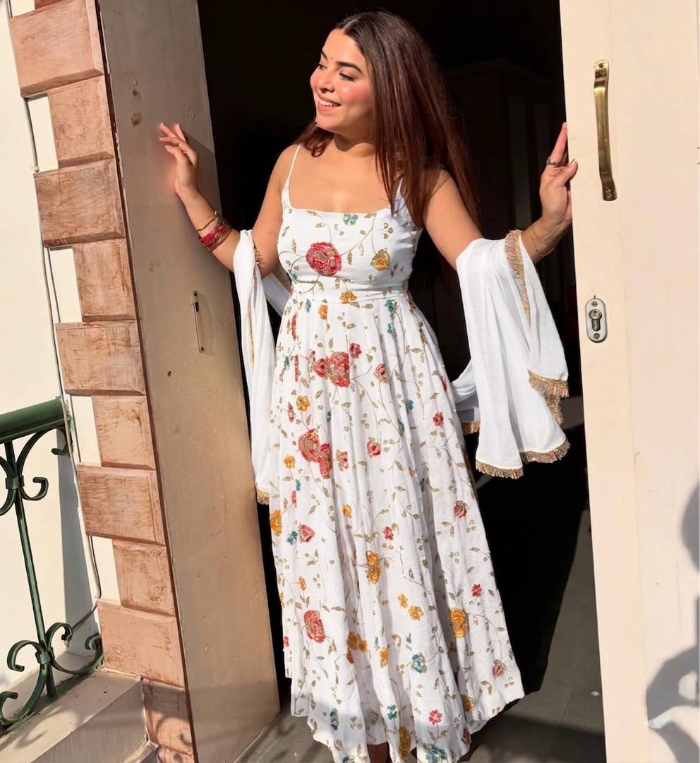 Pristine White Floral Couture Set - Daytime Festive Wear